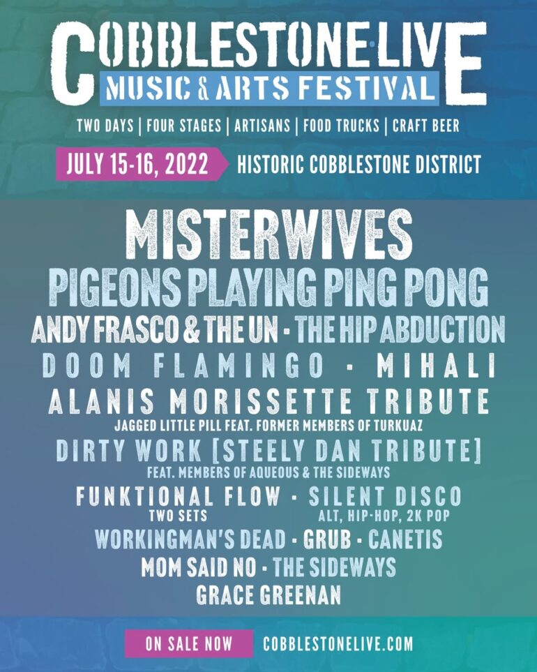 We are thrilled to be a sponsor for this summer's Cobblestone Live Music & Arts Festival in the Cobblestone District, and they just announced this awesome artist lineup! Get your tickets now at cobblestonelive.com